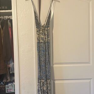 En Creme Navy and Beige Floral Maxi Dress